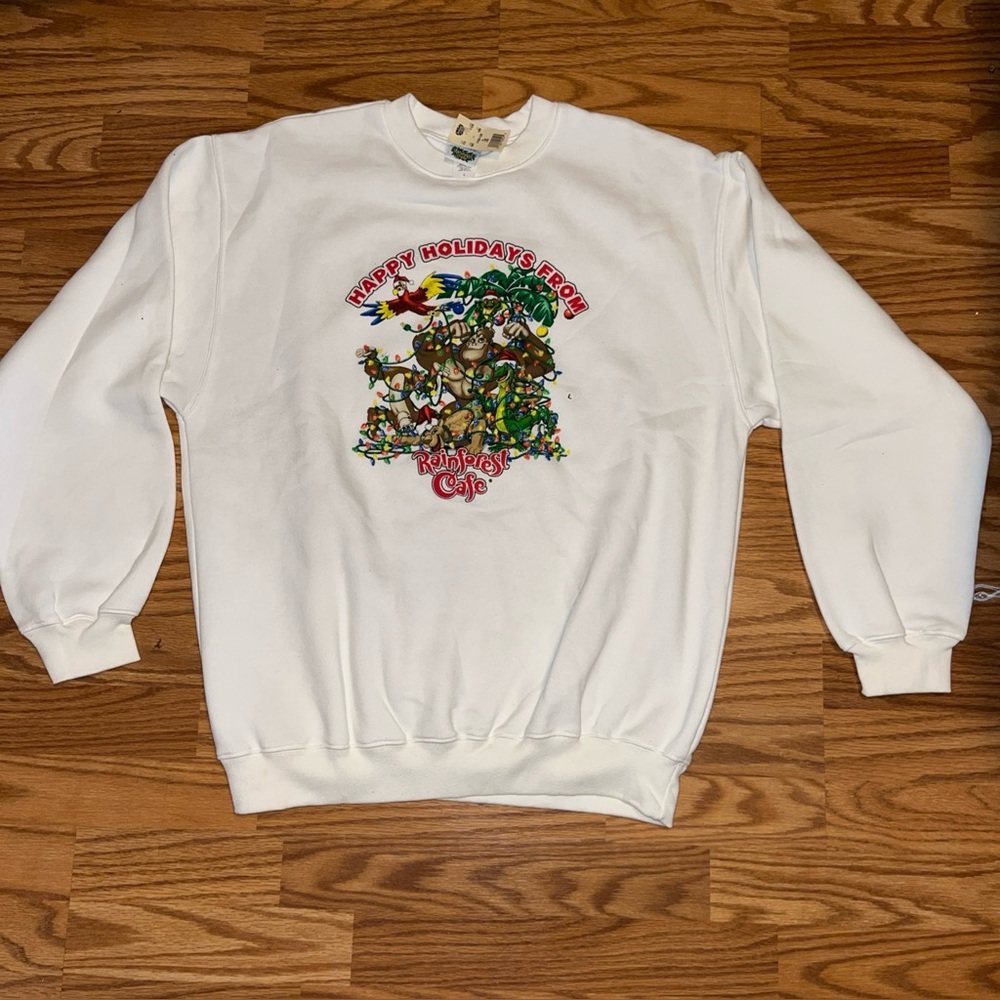 Vtg Y2K Rainforest Cafe Holiday Large Sweater Wildlife Animals sweater NWT